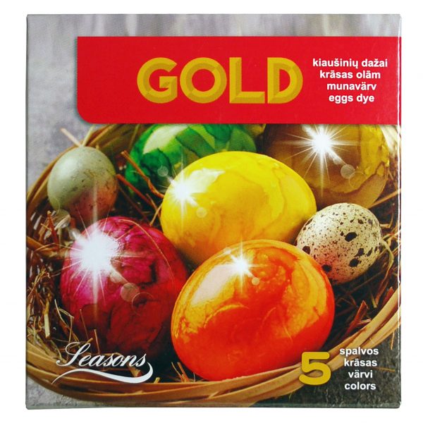 Perlamutriniai kiaušinių dažai GOLD 5 spalvos